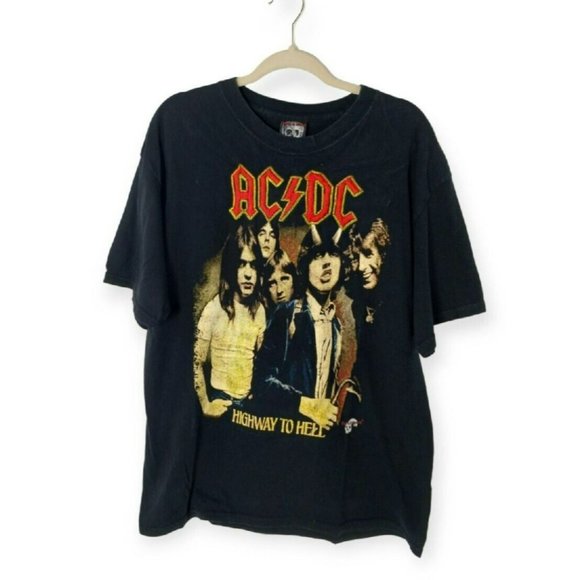 Vintage 90s ACDC Highway to Hell TShirt XL Crewneck Embroidered Double Sided Tee - Picture 12 of 16